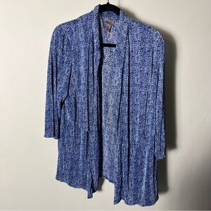 Easywear By Chicos Open Front Jacket Shirt Sz 2 Lg 12 Blue EUC